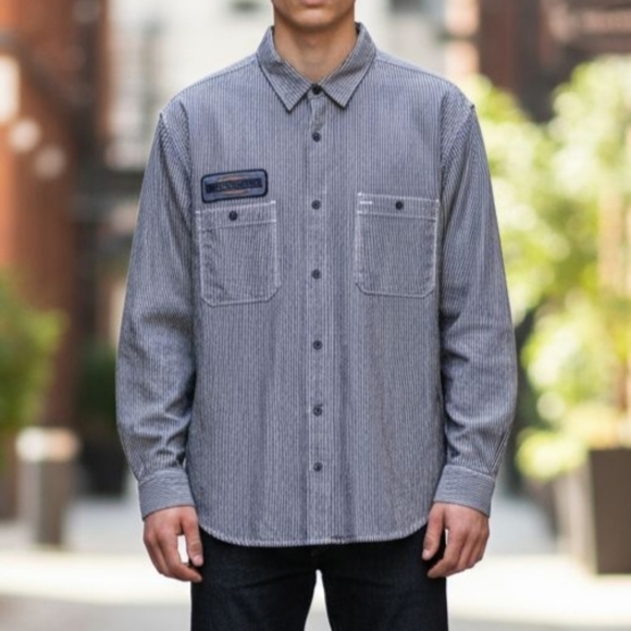 Harley Davidson Button Up Long Sleeve Embroidered Striped Shirt Men Size XXL - Picture 1 of 16